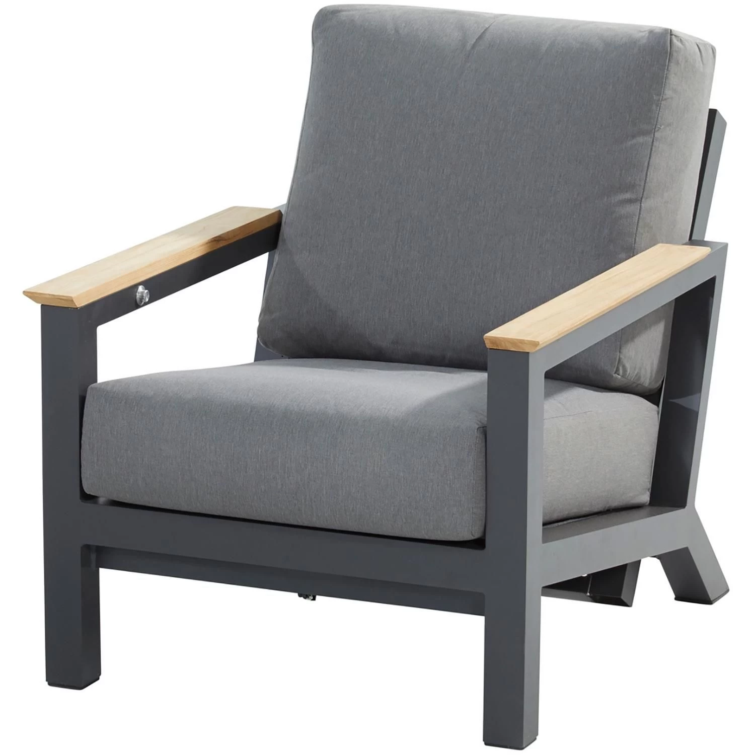 4 Seasons OutdoorCapitol Loungestoel Anthracite Lichtgrijs Teak