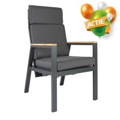 Bardani Quinta XL Verstelbare Tuinstoel Anthracite Teak