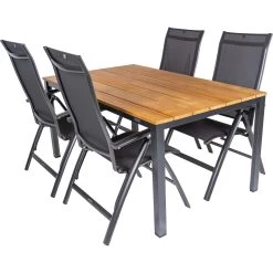 Kettler Cubic Teak 160 Legato Verstelbaar Tuinset Antraciet