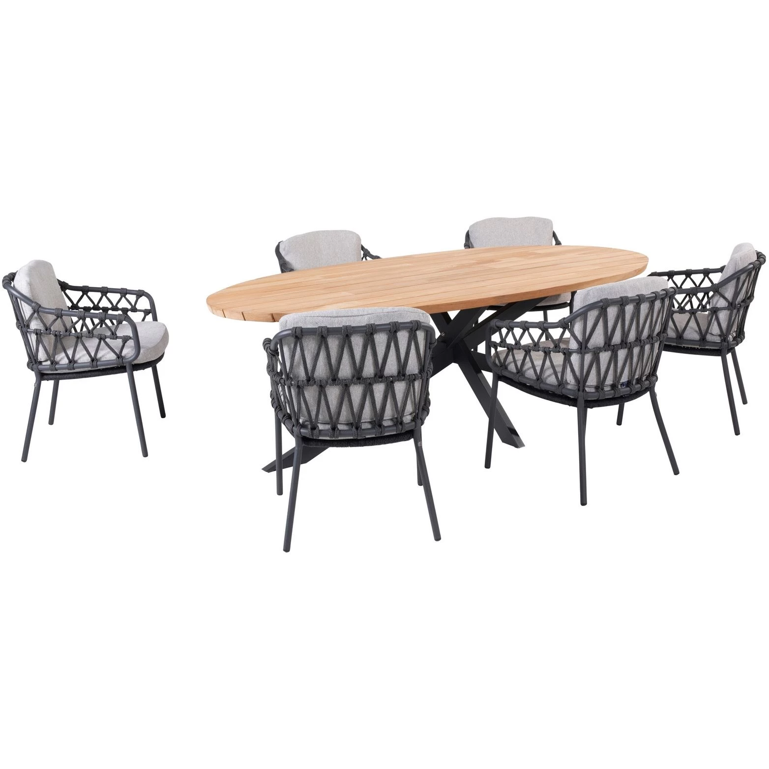 TASTE By 4 SeasonsPrado 240 Calpi 6 Tuinset Ovaal Teak Anthracite